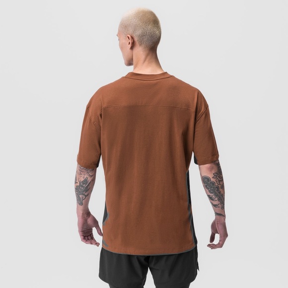 ASRV 0779. SUPIMA® MESH PANEL OVERSIZED TEE - RUST - Picture 3 of 4